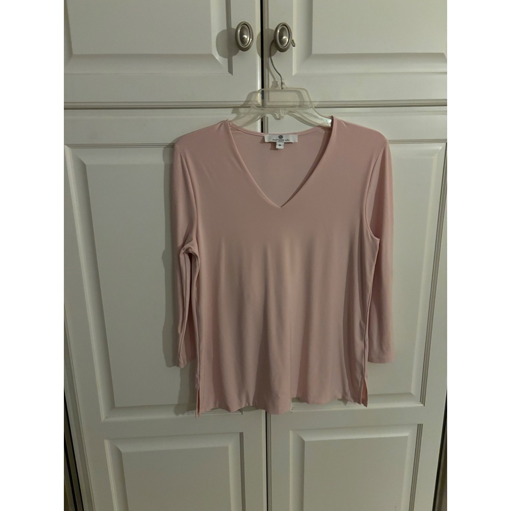 Jean-Pierre Klifa Paris Blush Pink V-Neck 3/4 Sleeve Top Womens Medium